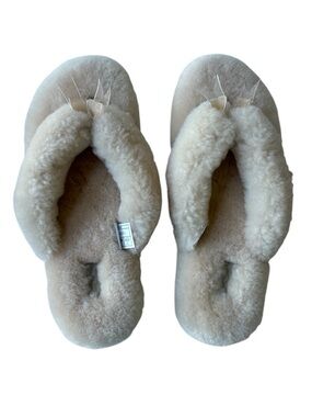 UGG Australia Fluff Flip Flop II Slippers Women’s 10 Creme New